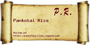 Pankotai Riza névjegykártya